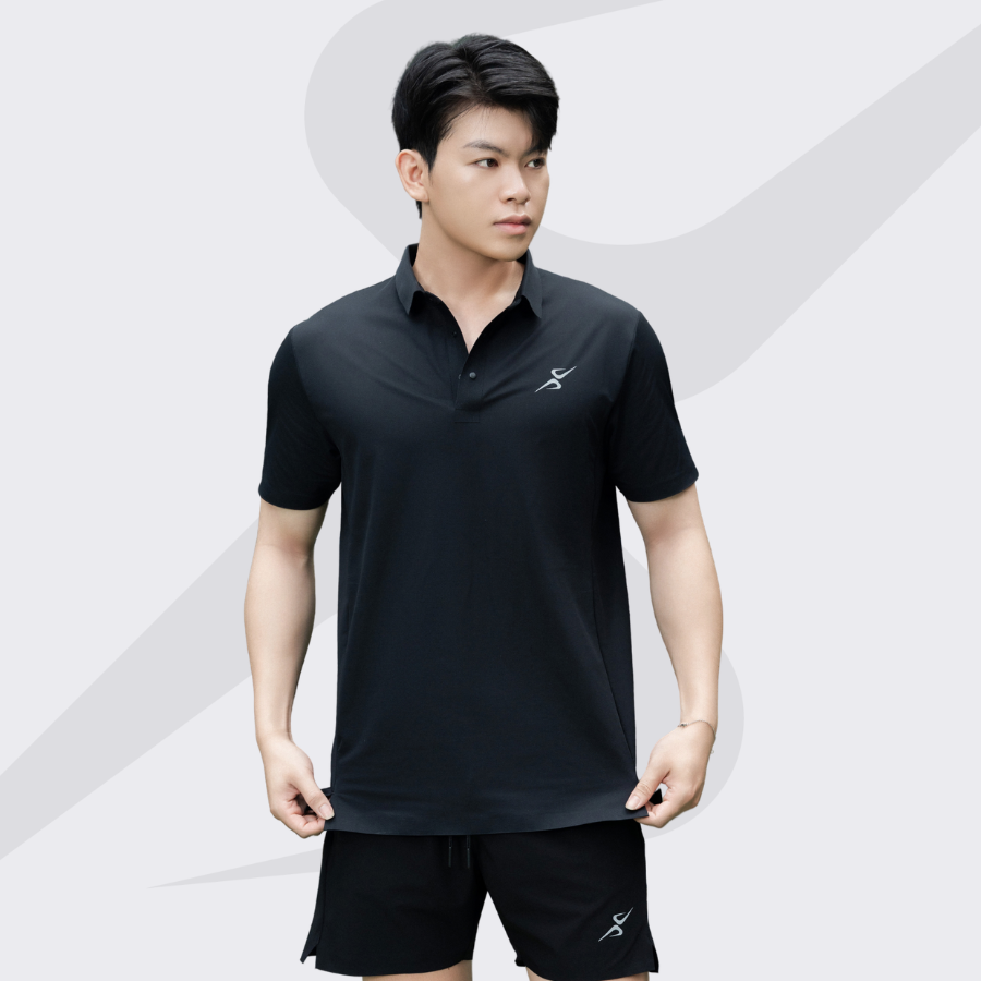 Áo polo thể thao nam VeliX Active Daily Polo Seamless Black