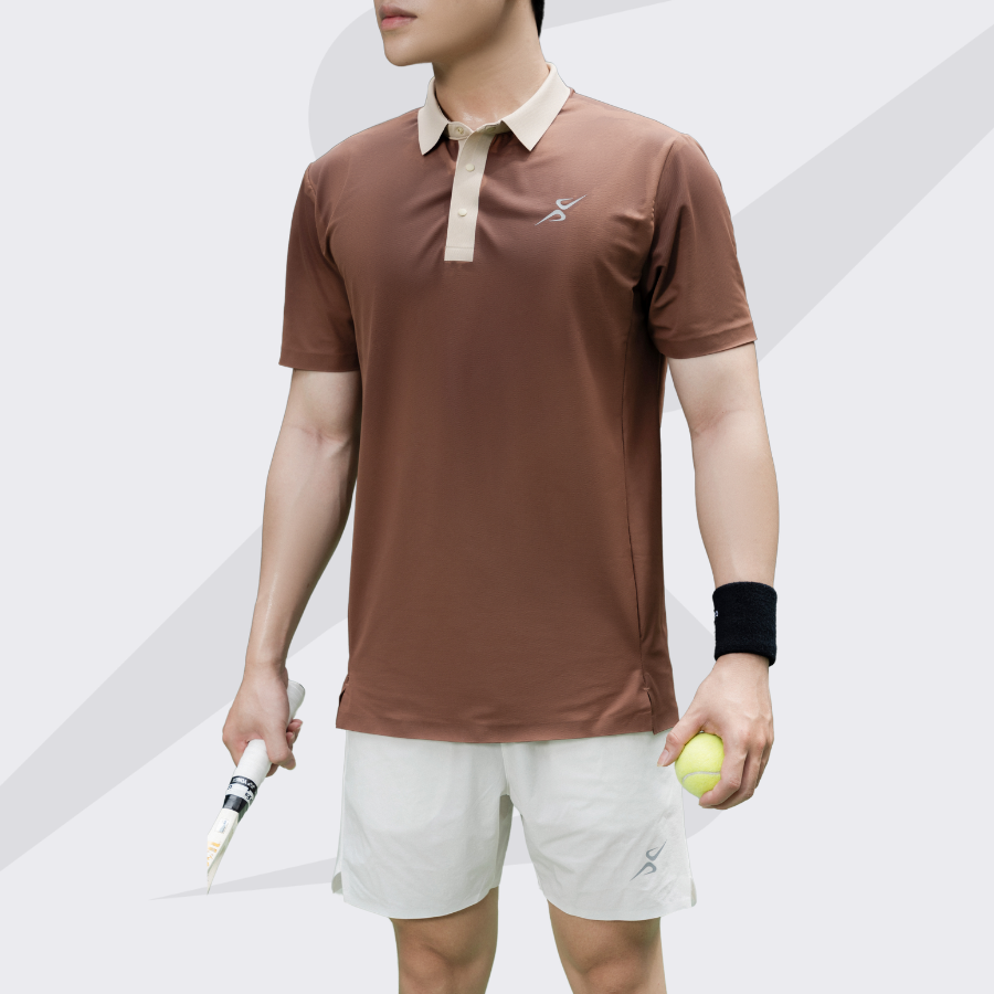 Áo polo thể thao nam VeliX Active Daily Polo Seamless Dark Brown